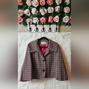 Maestro Vintage 60's Patterned Lined Cropped Knit Pea Coat